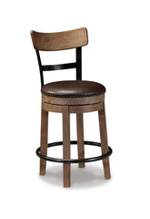 Signature Design by Ashley Pinnadel bar stool swiveling faux leather seat for convenient entertaining