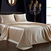 SiinvdaBZX satin sheet set fitted close-up showing deep pocket for snug fit