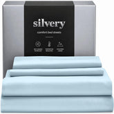 Silvery bed sheets ultra-soft fabric close-up showing plush comfort.