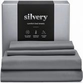 Silvery silver infused bed sheets front view with breathable weave for cooler nights