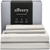 Silvery silver-infused bed sheets with ultra-soft fabric for cozy, restful nights.