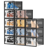 SIMPDIY 12-pack shoe storage boxes shown in closed-front view for neat closet organization