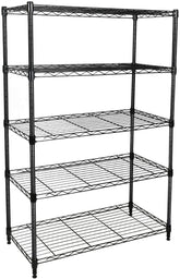 Simple Deluxe heavy-duty shelving unit side view in black, showing durable steel for garage storage