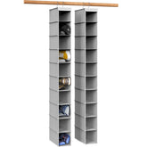 Simple Houseware 10-shelf hanging organizer in gray holds shoes neatly for compact closets.