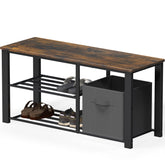 Simple Houseware 2-tier shoes bench with wood top showing organized entryway storage.