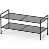 Simple Houseware 2-tier mesh shoe rack front view shows compact storage for six pairs.