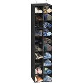 Simple Houseware 20-section hanging shoe organizer in closet shows compact shoe storage