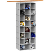Simple Houseware closet organizer in gray, front view maximizing vertical space for shoes.