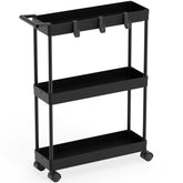 Simple Houseware 3-Tier Slim Storage Cart front view shows compact footprint for tight spaces