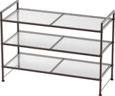 Simple Houseware 3-Tier Stackable Mesh Shoe Rack Bronze front view for compact storage