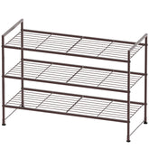 Simple Houseware 3-Tier Stackable Shoes Rack, bronze, front view, space-saving entryway storage