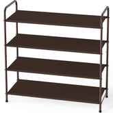 Simple Houseware 4-Tier Shoe Rack bronze front view for organized entryway storage.