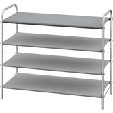 Simple Houseware 4-Tier Shoe Rack grey front view shows organized entryway storage.