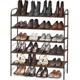 Simple Houseware 5-Tier Bronze Shoe Rack front view showcasing organized footwear.