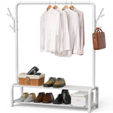 Simple Houseware closet rack with side hooks for hats and bags, keeping entryways clutter-free.