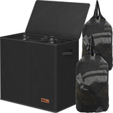 Simple Houseware double laundry hamper with lid keeps odors contained and clothes neatly out of sight.