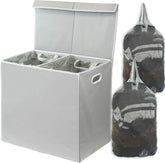 Simple Houseware double laundry hamper with lid closed conceals laundry and clutter