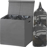 Simple Houseware double laundry hamper with lid, front view keeps clutter hidden.