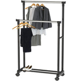 Simple Houseware double-rod garment rack front view with two-tier hanging.