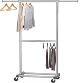 Simple Houseware double rod garment rack grey overview for versatile storage in small spaces