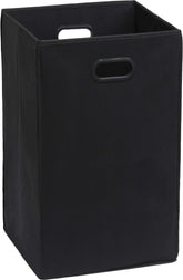 Simple Houseware foldable hamper in black, compact folded storage for small spaces.