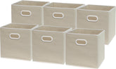 Simple Houseware beige foldable cube bin folded for compact storage