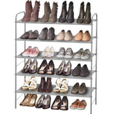 Simple Houseware 5-Tier Grey Shoe Rack assembled for organized entryway storage.