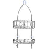 Simple Houseware shower caddy with deep basket keeps shampoo organized.