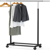 Simple Houseware Standard Rod Garment Rack front view shows sturdy metal construction.
