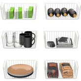 Simple Houseware under-shelf basket on a kitchen shelf for extra storage