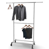 Simple Trending double-rod rack front view for organized daily outfits