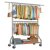 Simple Trending heavy duty clothes rack front view with dual-rod design for organized hanging.