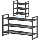 Simple Trending 3-tier expandable shoe rack extended to hold 12 pairs.