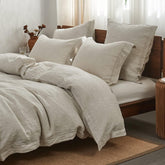 Simple&Opulence duvet cover embroidery close-up for an elegant bedroom accent.