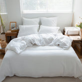 Simple&Opulence linen duvet cover king white front view shows natural texture for a calming bed.