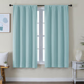 Simplebrand Ava Aqua blackout curtains with rod-pocket design for two-panel privacy.