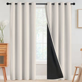 SimpleHome 100% blackout curtains in cream blocking light for better daytime naps