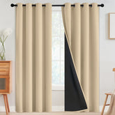 SimpleHome 100percent blackout curtains for bedroom in beige block light efficiently