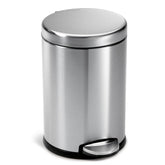 simplehuman 4.5L round bathroom trash can in brushed stainless steel for compact spaces