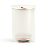simplehuman 50L kitchen trash can with a flat back fits flush against walls for space saving
