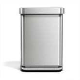 simplehuman 55L rectangular trash can with lid close for quiet operation