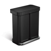 simplehuman 58L liner rim recycler front view for neat waste sorting