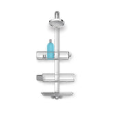 simplehuman adjustable extendable shower caddy in stainless steel and aluminum for clutter-free organization