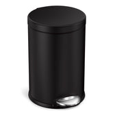 simplehuman round bathroom trash can with lid closed silently for a calm space