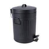 SIMPLEMADE Round Step Trash Can with lid in black for a tidy bathroom space.
