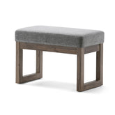 SIMPLIHOME Milltown ottoman top view shows compact, versatile footrest.