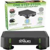 Simply Seniors Small Step Stool black front view with anti-slip feet for added stability.