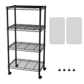 Singaye 4 shelf wire shelving unit in a compact kitchen corner for storage.