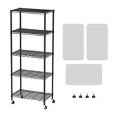 SINGAYE 5-shelf wire storage unit in black, ideal for compact pantry organization.