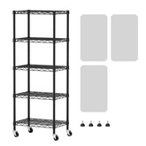 SINGAYE 5-shelf wire shelving unit with wheels supports flexible storage in any room